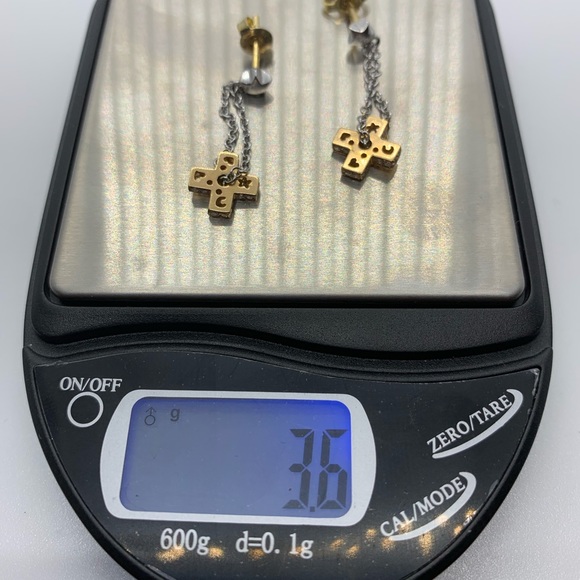 18k diamond cross earrings - Picture 4 of 4